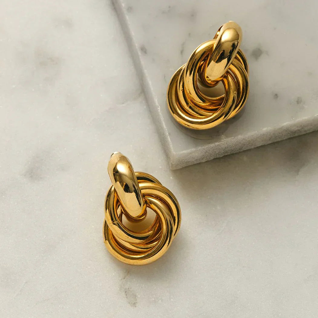 Gold Interlocking Statement Earrings