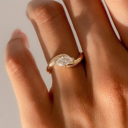 Spiral Crystalline Gold Ring