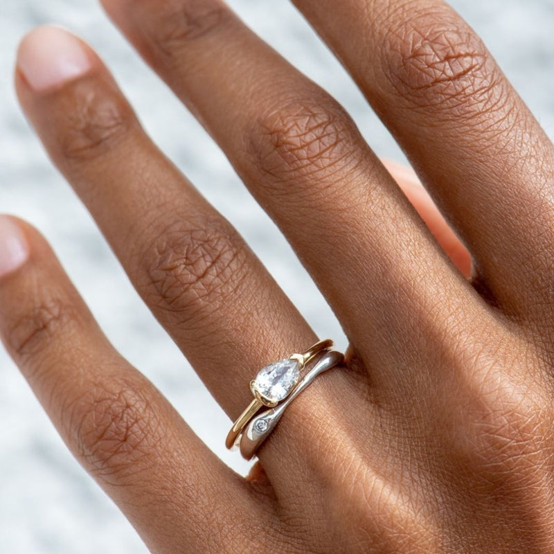 White Crystalline Ring Set