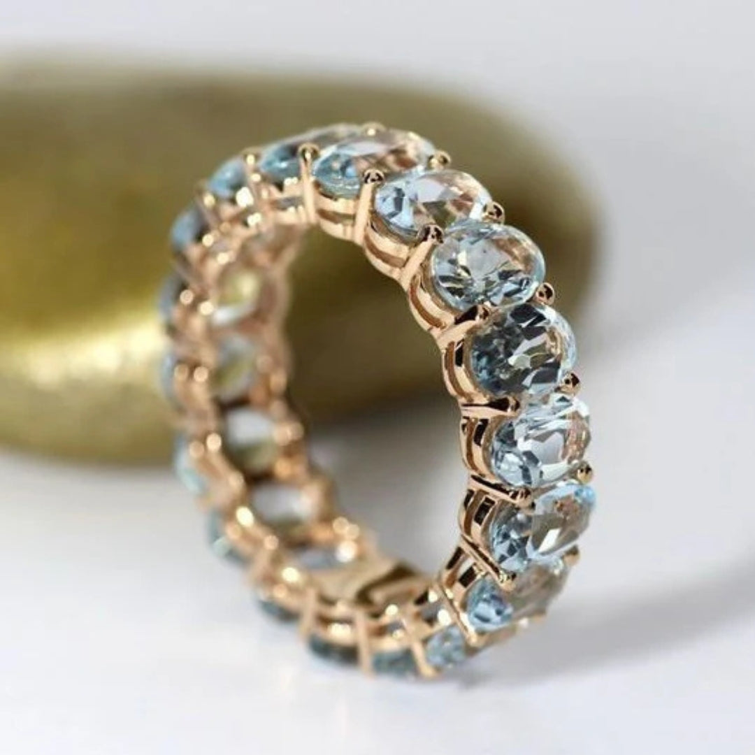 Blue Sky Inlaid Crystal Ring