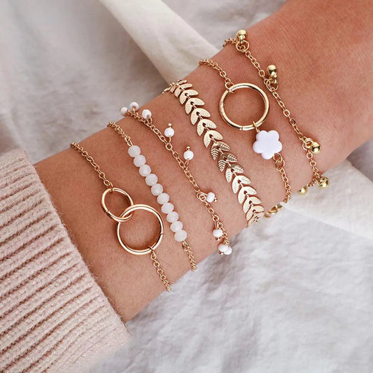 Pack Of Boho Bracelets In Gold