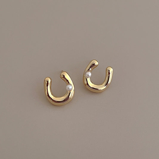 Pearl Gold Hoop Earrings