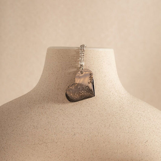 Personalized Fingerprint Heart Necklace