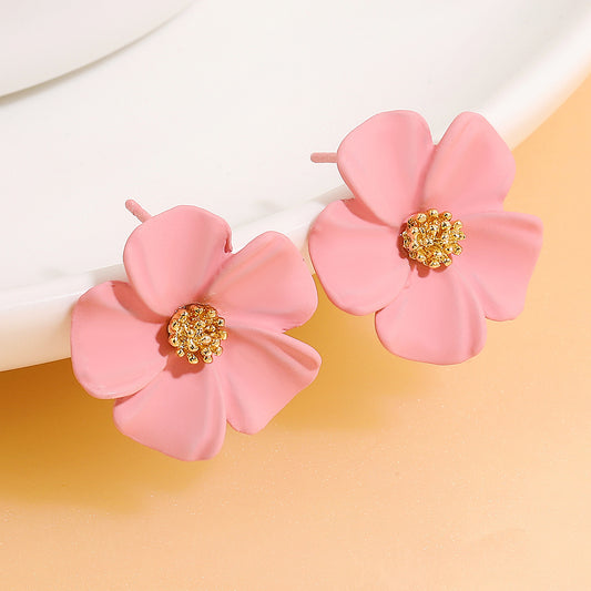 Pink Flower Earrings