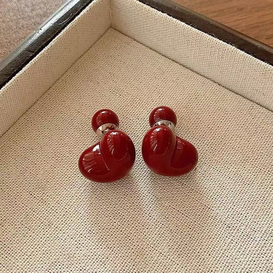 Red Carved Earrings