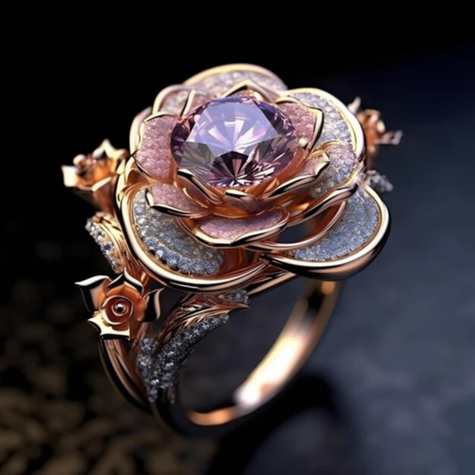 Romantic Amethyst Flower Ring