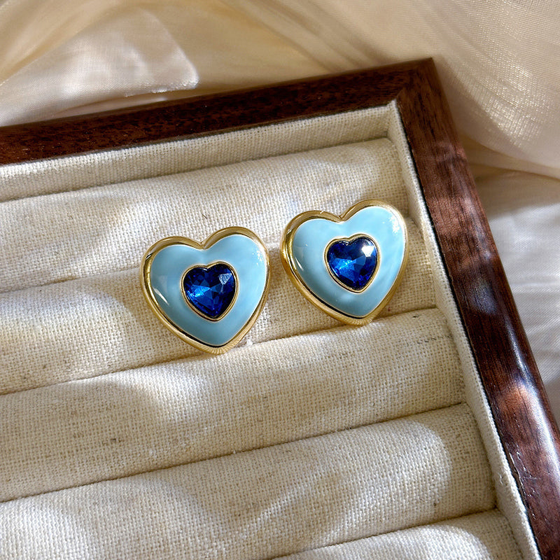 Romantic Blue Heart Earrings