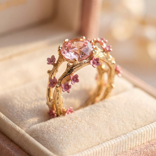 Romantic Floral Zircon Ring