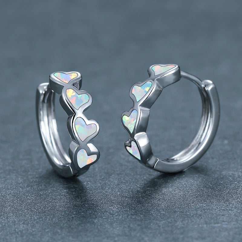 Romantic Opal Heart Earrings