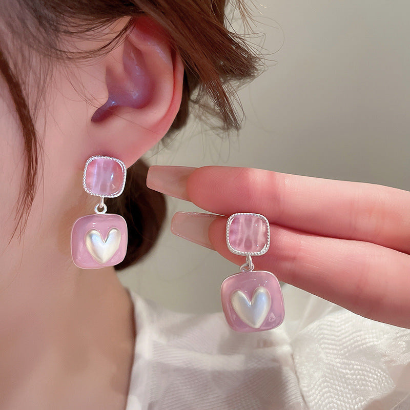 Romantic Pink Heart Earrings