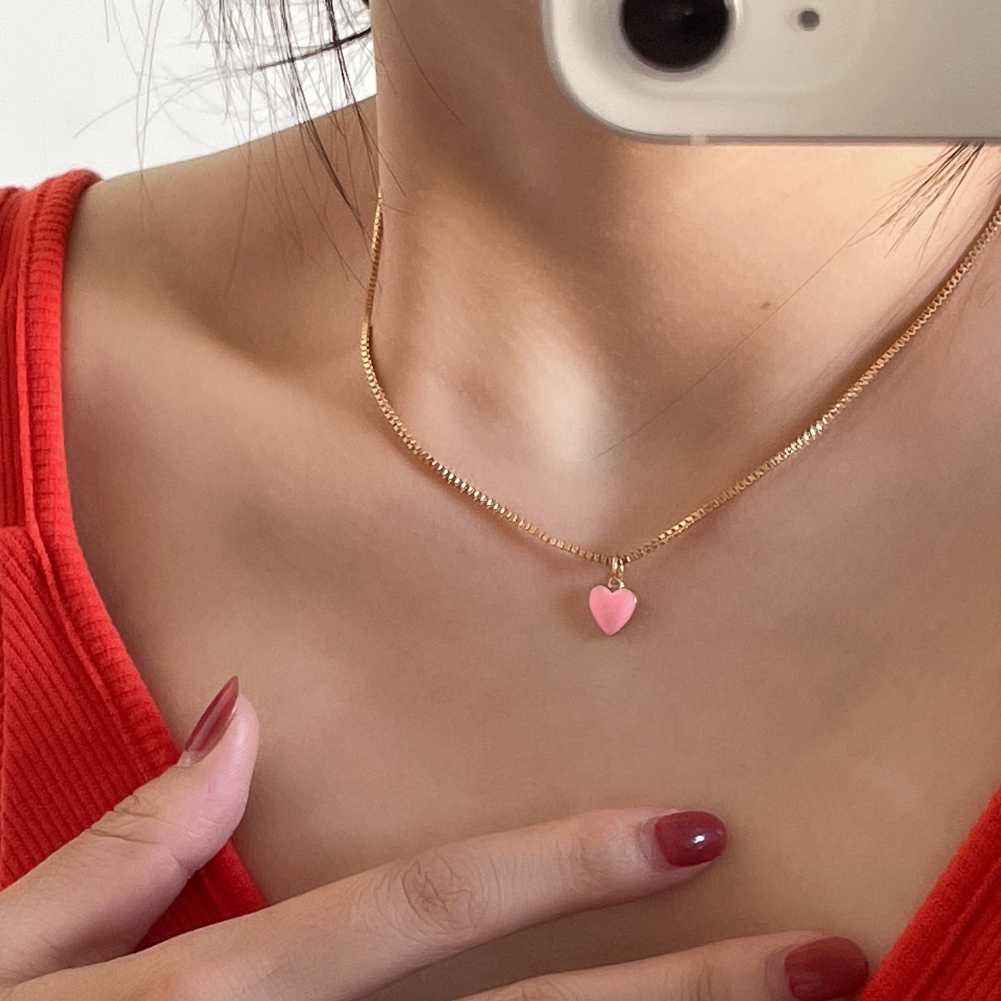 Romantic Pink Heart Necklace