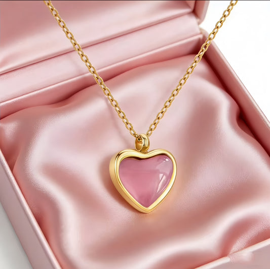 Romantic Pink Heart Necklace