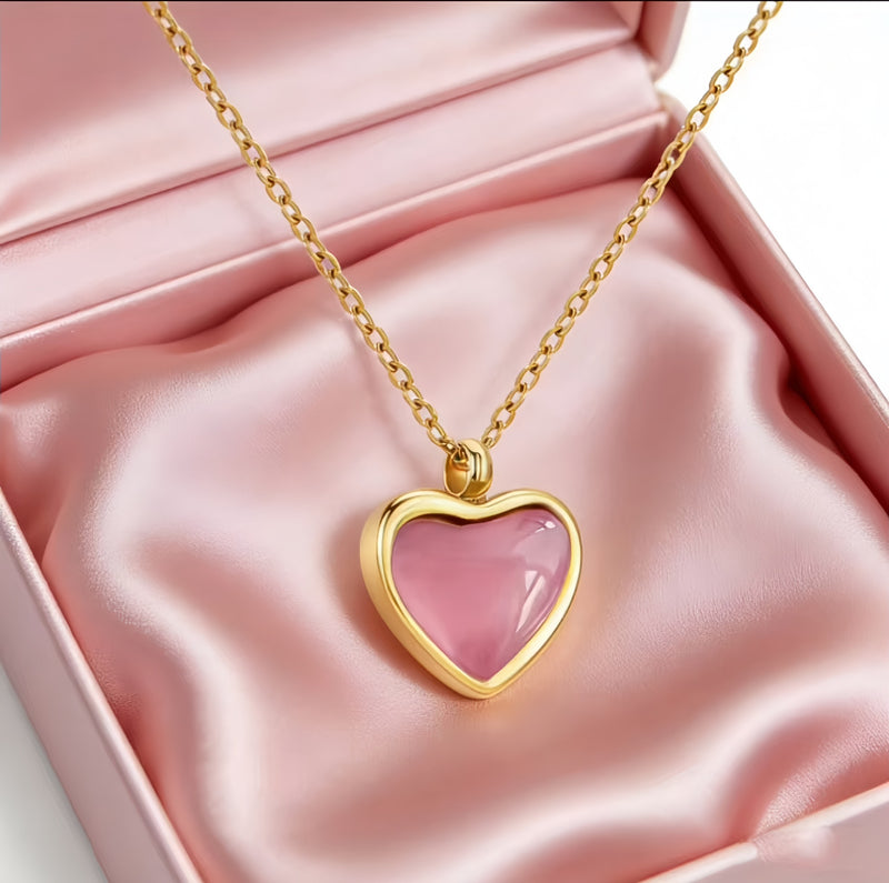 Romantic Pink Heart Necklace