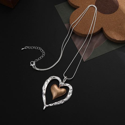 Romantic Two Tone Heart Necklace