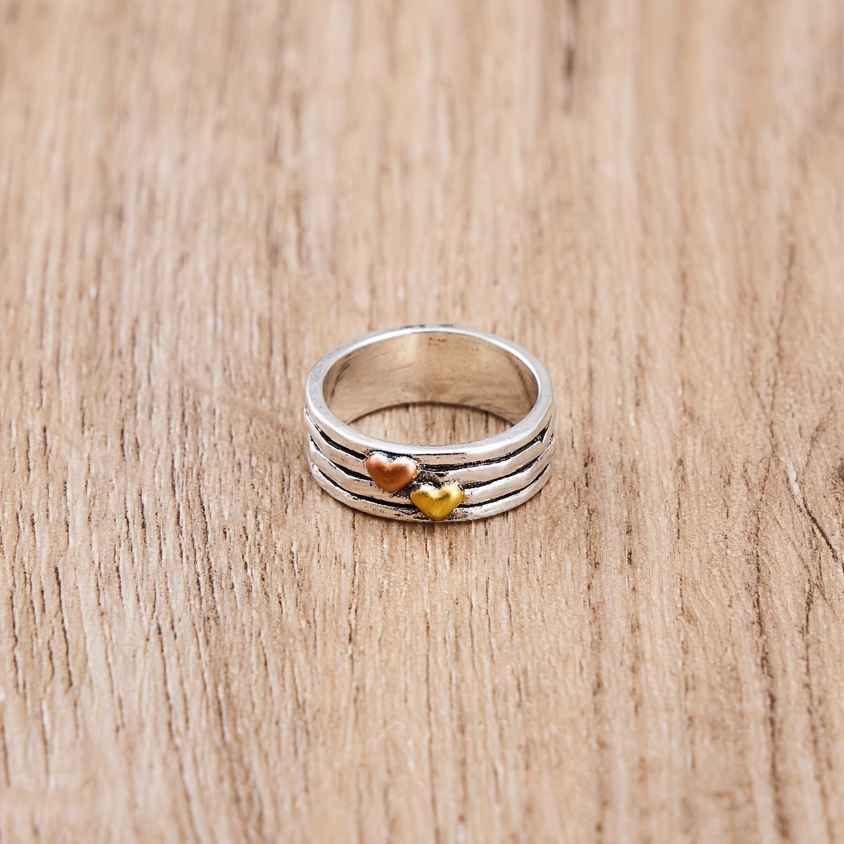 Romantic Two Tone Heart Ring
