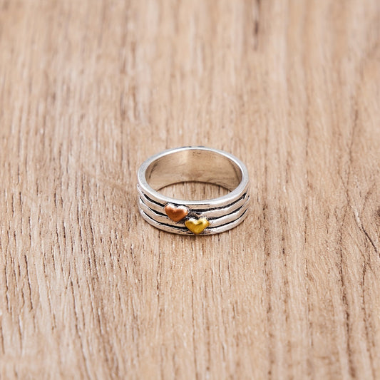 Romantic Two Tone Heart Ring
