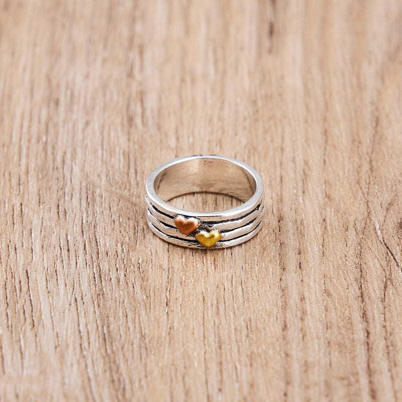 Romantic Two Tone Heart Ring