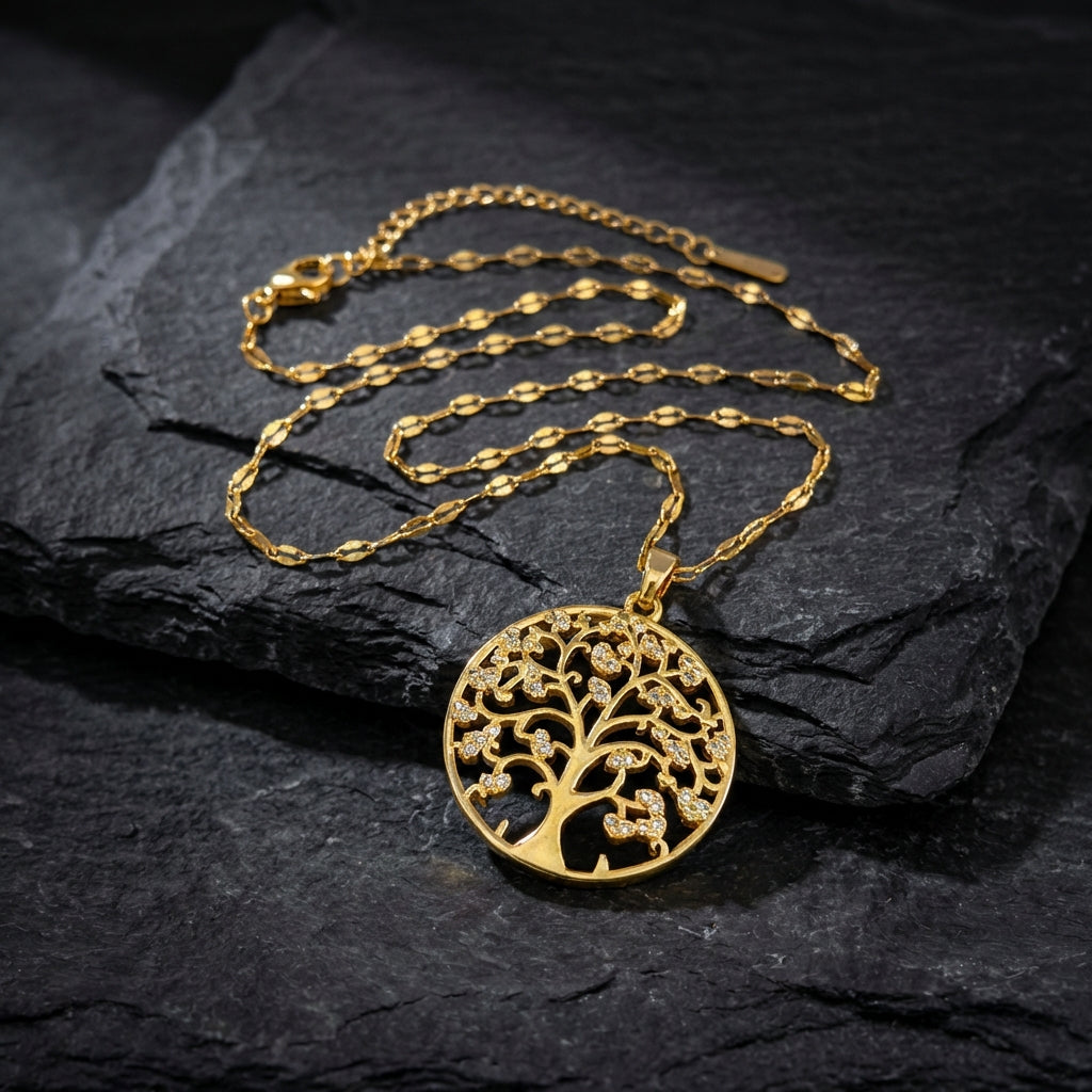 Roots Of Life Necklace In Gold