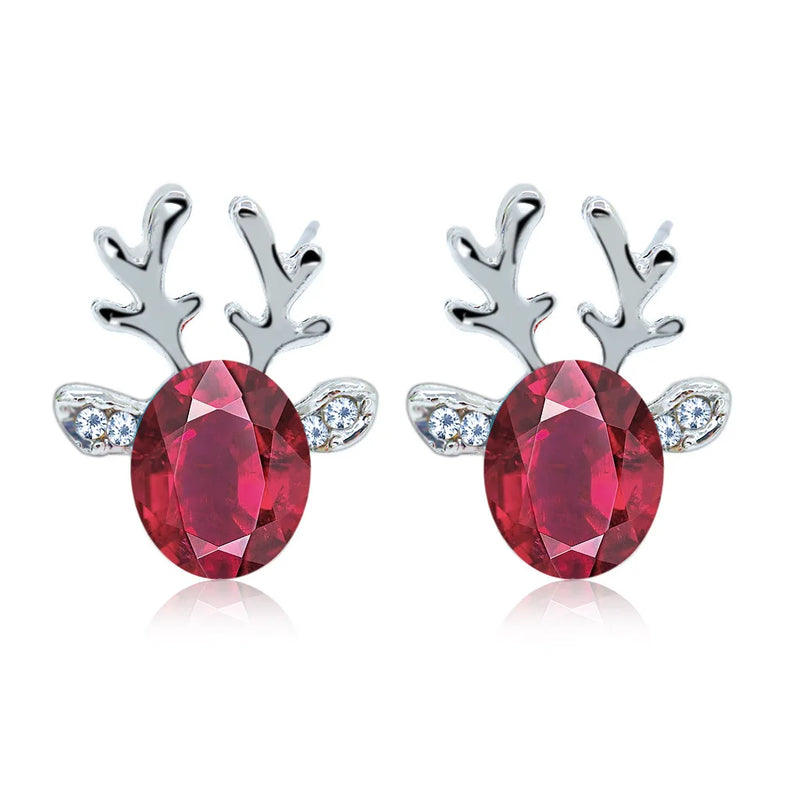 Festive Reindeer Crystal Stud Earrings