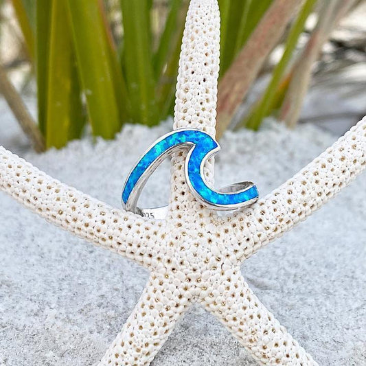 Sea Wave Ring In Opal And Silver Sustainable Ocean Inspired