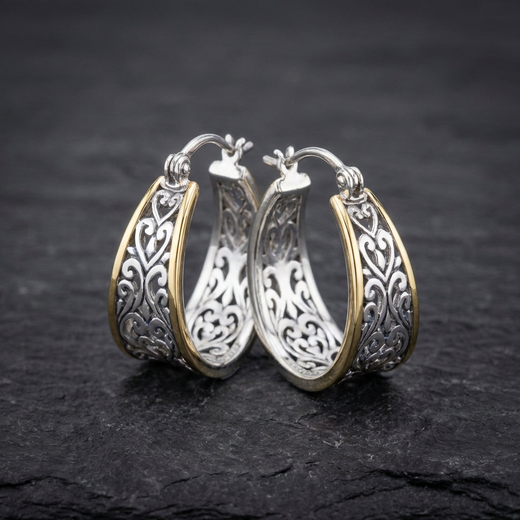 Silver Flower Hollow Dangle Earrings