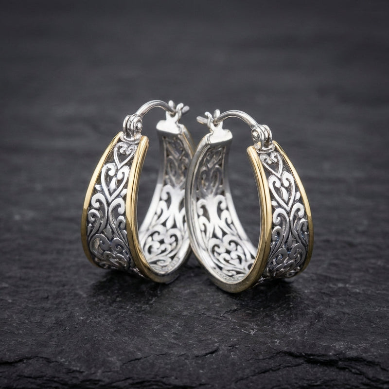 Silver Flower Hollow Dangle Earrings
