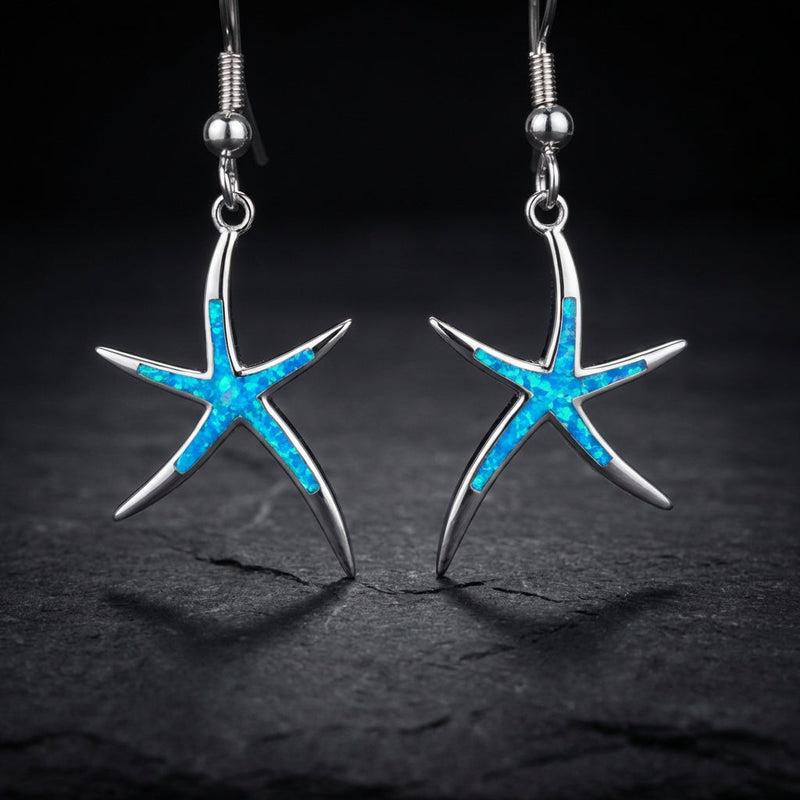 Starfish Earrings In Opal And Silver