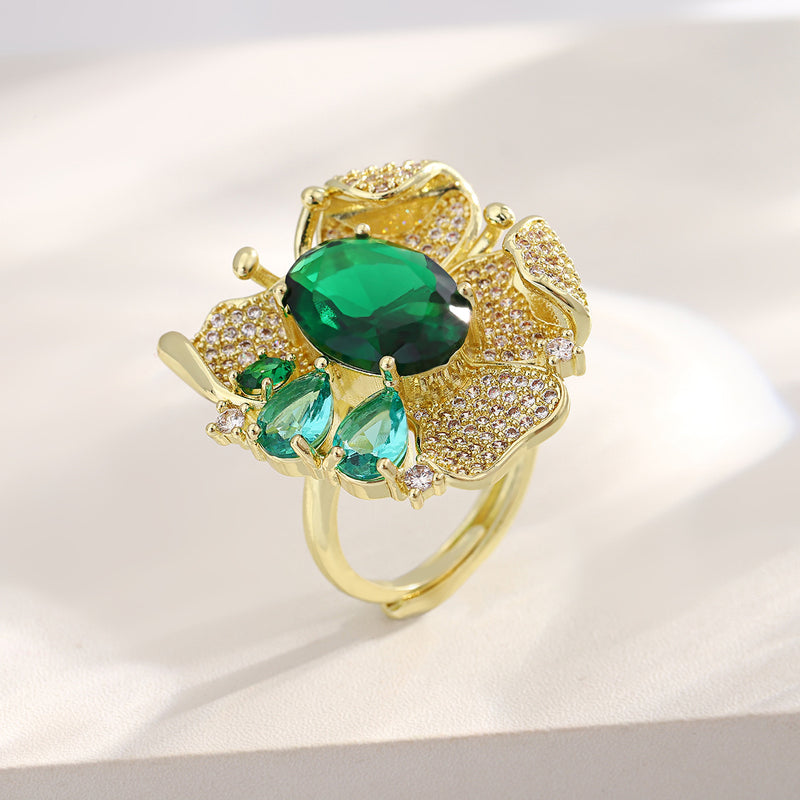 Statement Emerald Gold Ring