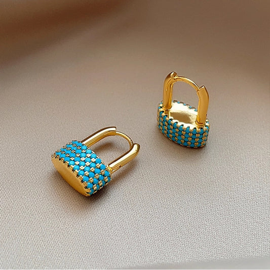 Turquoise Pave Earrings