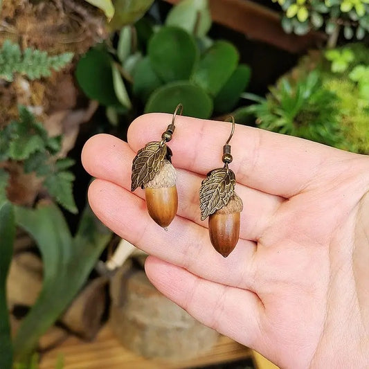 Vintage Acorn Leaf Earrings