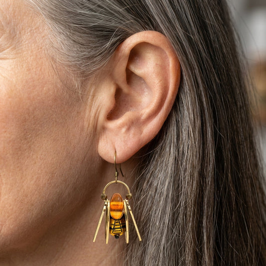 Vintage Amber Bee Earrings