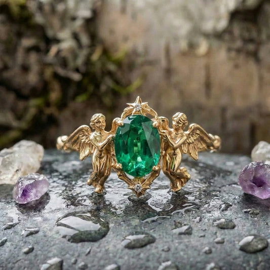 Vintage Angel Emerald Ring