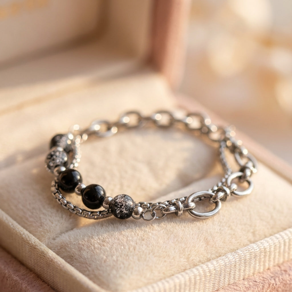 Vintage Bead Link Chain Bracelet