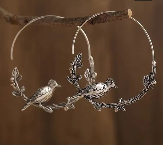 Vintage Bird Leaf Earrings