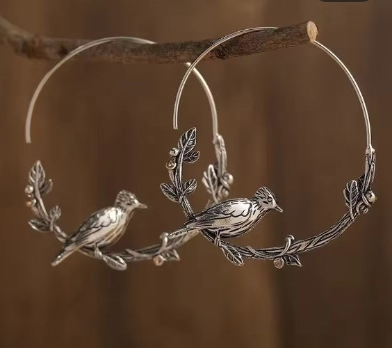 Vintage Bird Leaf Earrings