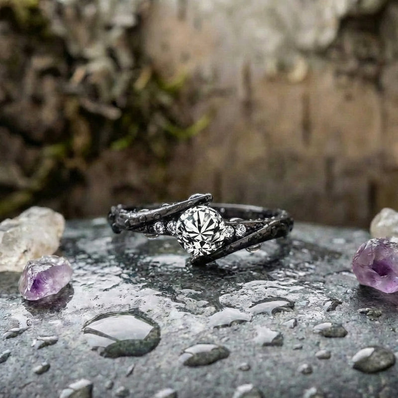 Vintage Black Gold Crystal Ring