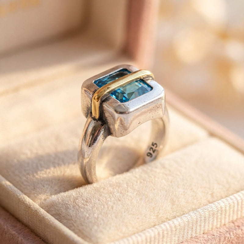 Vintage Blue Crystal Ring
