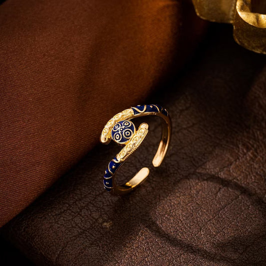 Vintage Blue Enamel Ring
