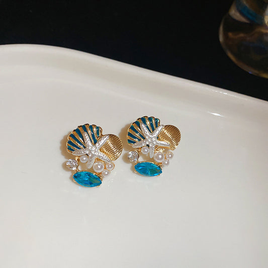 Vintage Blue Pearl Earrings