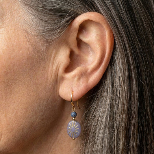 Vintage Blue Sunburst Earrings