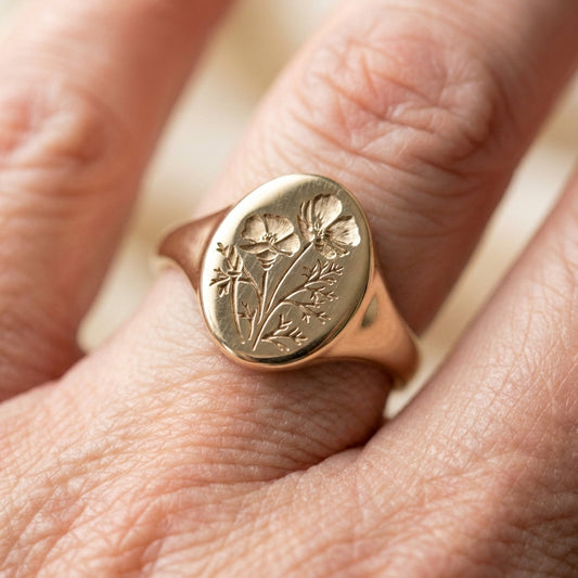 Vintage Botanical Signet Ring