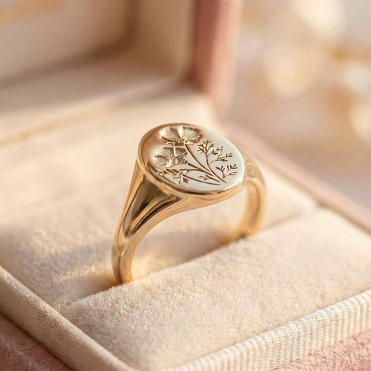 Vintage Botanical Signet Ring
