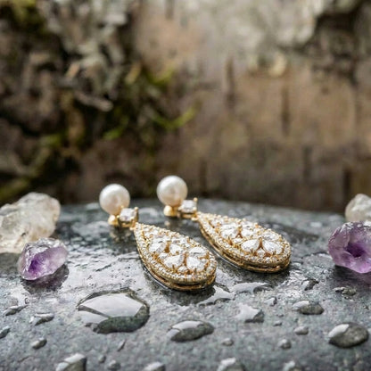 Vintage Bright & Pearl Earrings