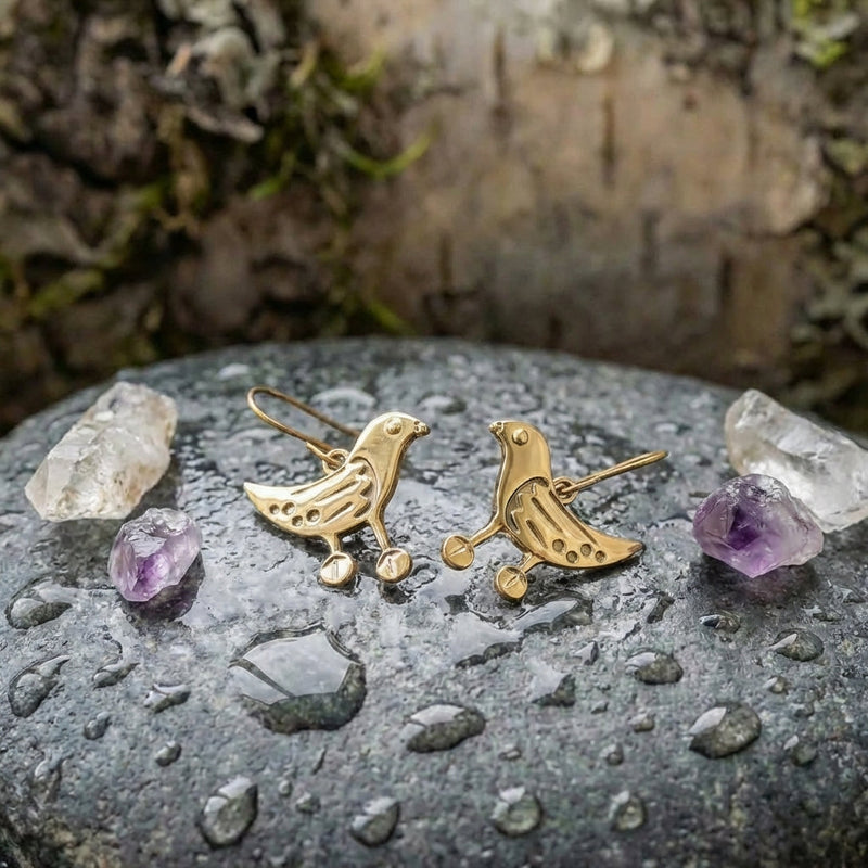 Vintage Bronze Bird Earrings