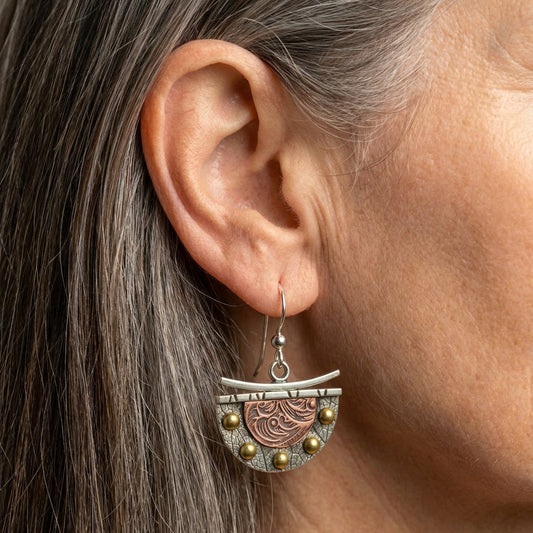 Vintage Bronze Semicircle Earrings