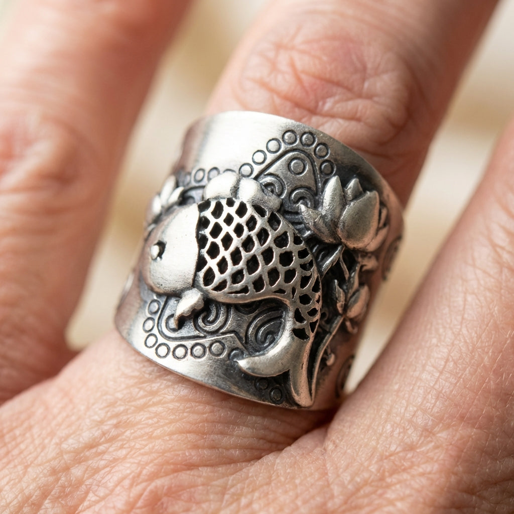 Vintage Carp Lotus Ring