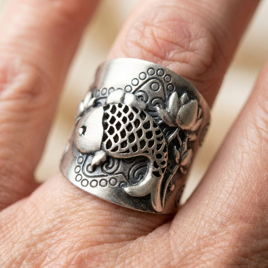 Vintage Carp Lotus Ring