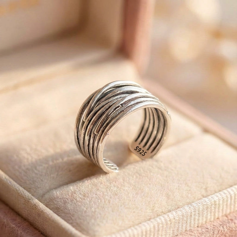 Vintage Chains Adjustable Silver Ring