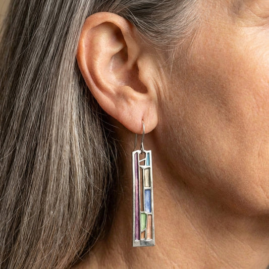 Vintage Colorful Silver Earrings