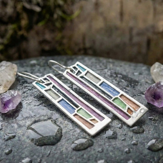 Vintage Colorful Silver Earrings
